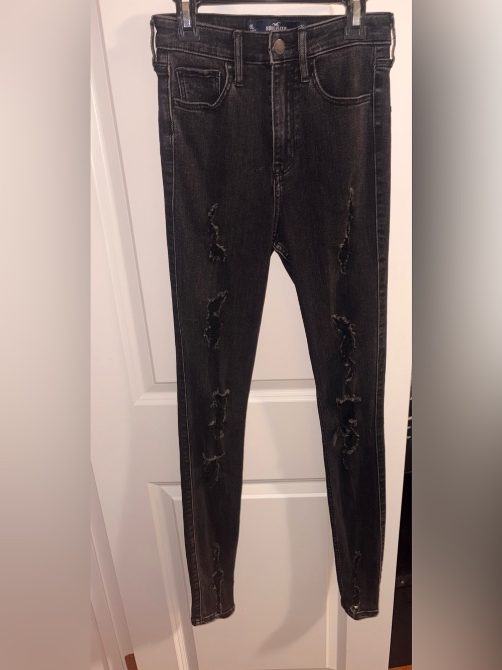 Hollister High-Rise Black Distressed Skinny Jeans